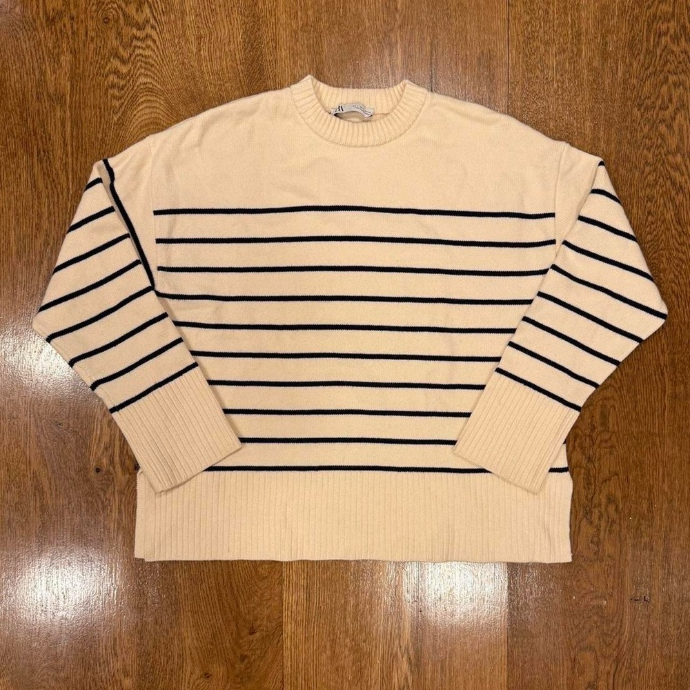 Zara Cream & Black Striped Sweater